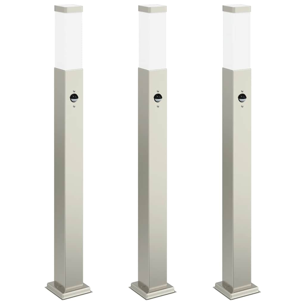 3 db szenzoros oszloplámpa 80 cm rozsdamentes acél IP44