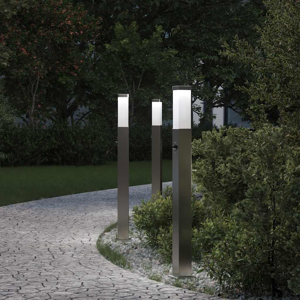 3 db szenzoros oszloplámpa 80 cm rozsdamentes acél IP44