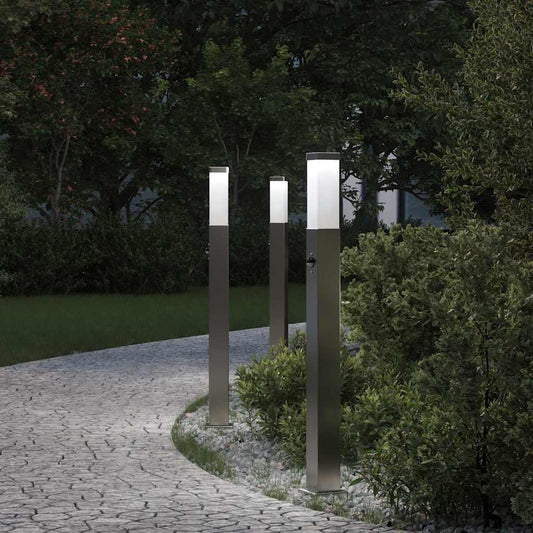 3 db szenzoros oszloplámpa 80 cm rozsdamentes acél IP44
