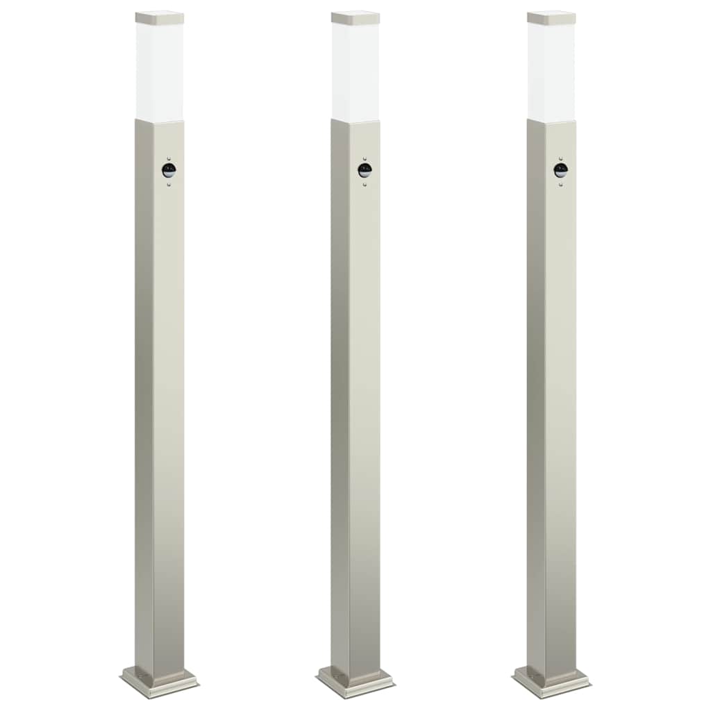 3 db szenzoros oszloplámpa 110 cm rozsdamentes acél IP44