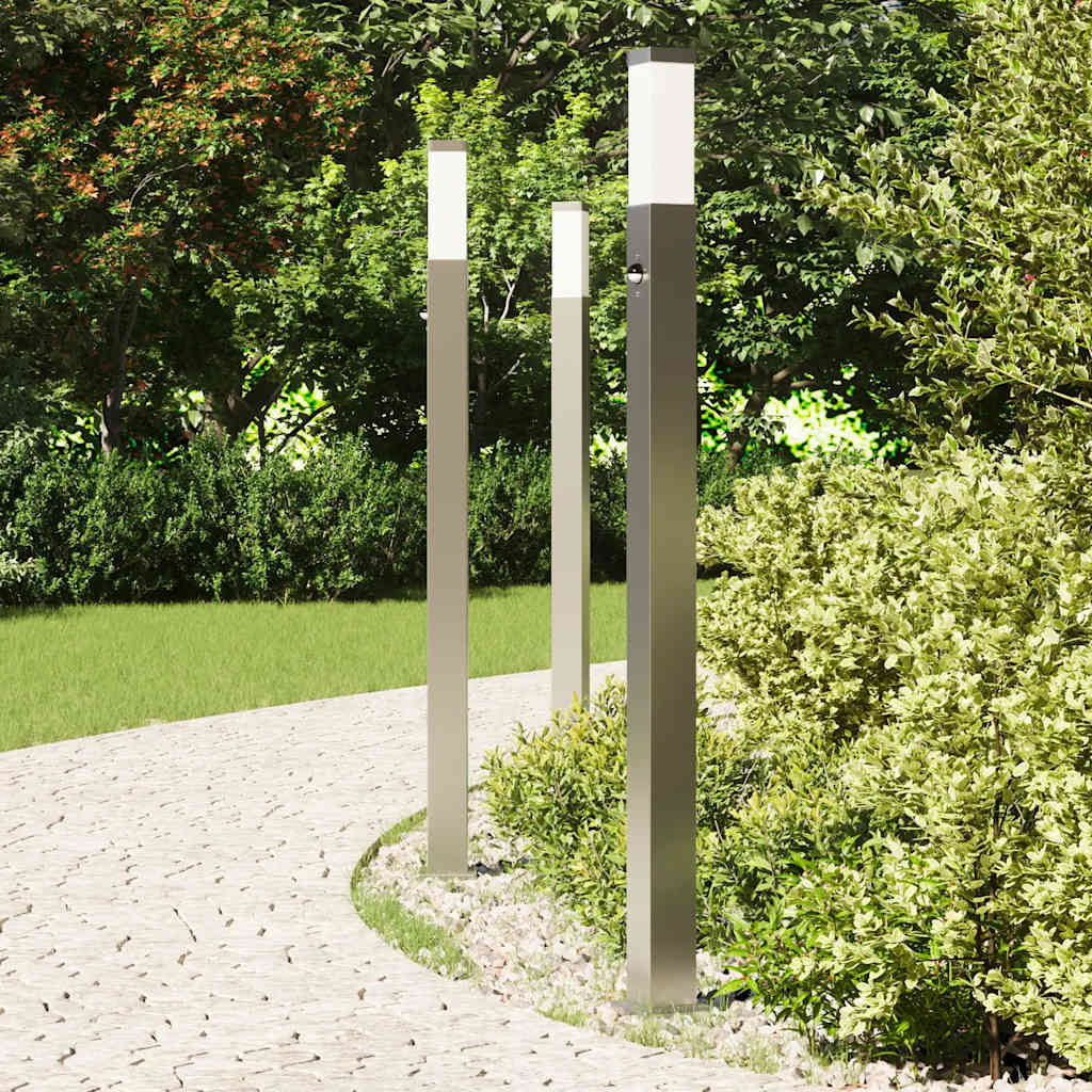3 db szenzoros oszloplámpa 110 cm rozsdamentes acél IP44
