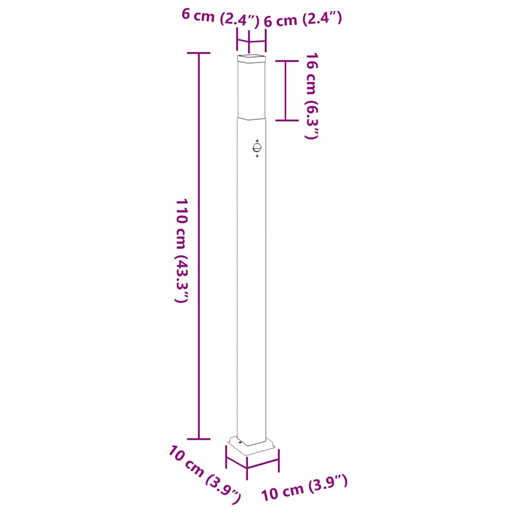 3 db szenzoros oszloplámpa 110 cm rozsdamentes acél IP44