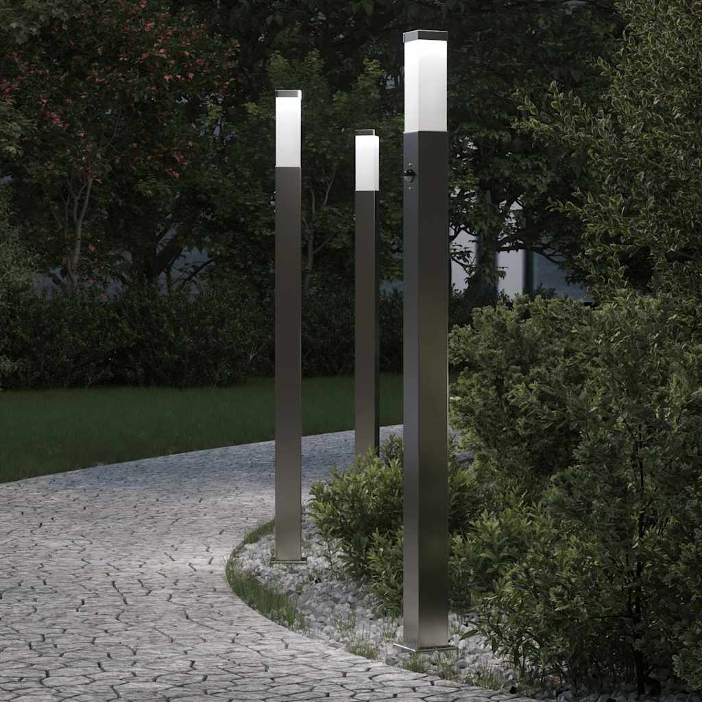 3 db szenzoros oszloplámpa 110 cm rozsdamentes acél IP44