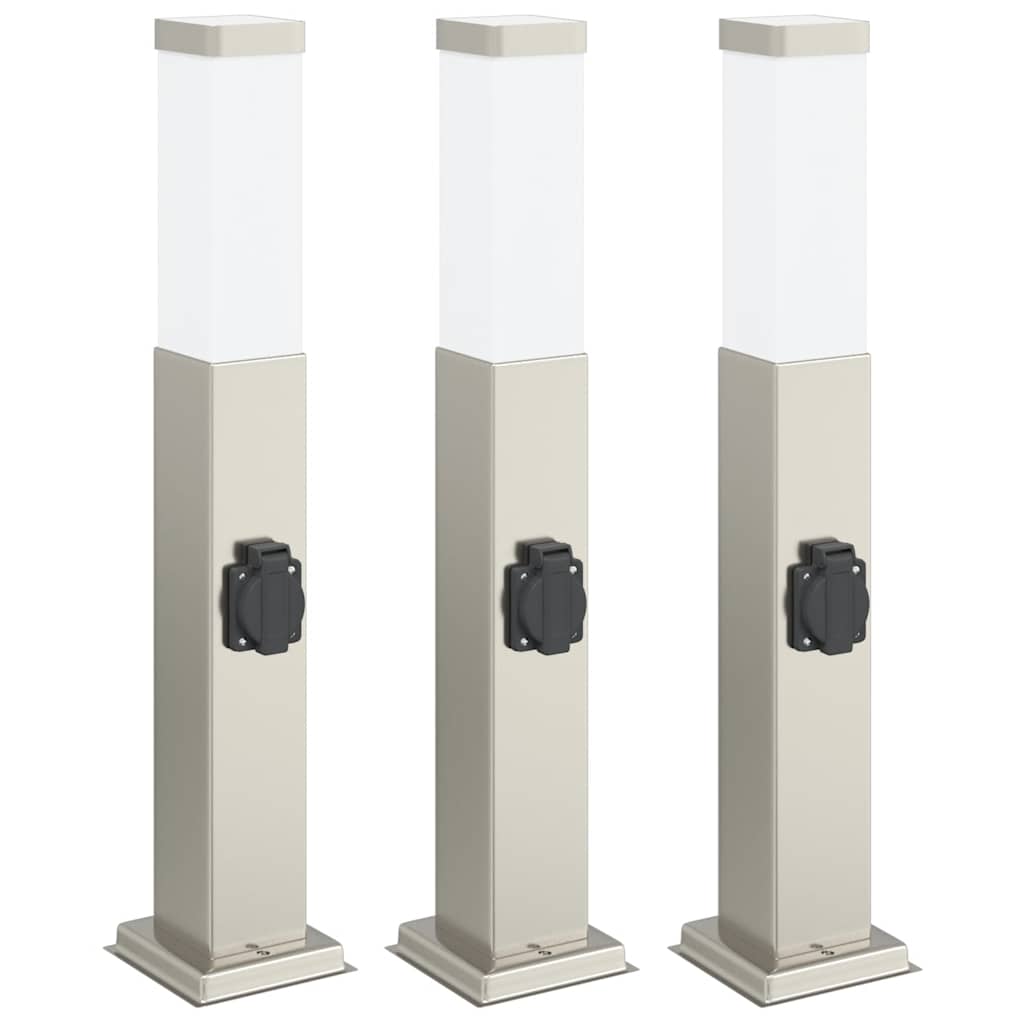 3 db 50 cm rozsdamentes acél oszloplámpa konnektorral IP44