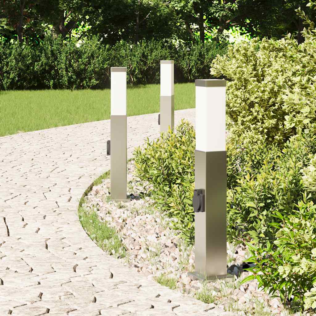3 db 50 cm rozsdamentes acél oszloplámpa konnektorral IP44