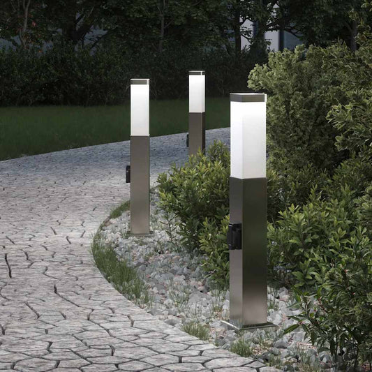 3 db 50 cm rozsdamentes acél oszloplámpa konnektorral IP44