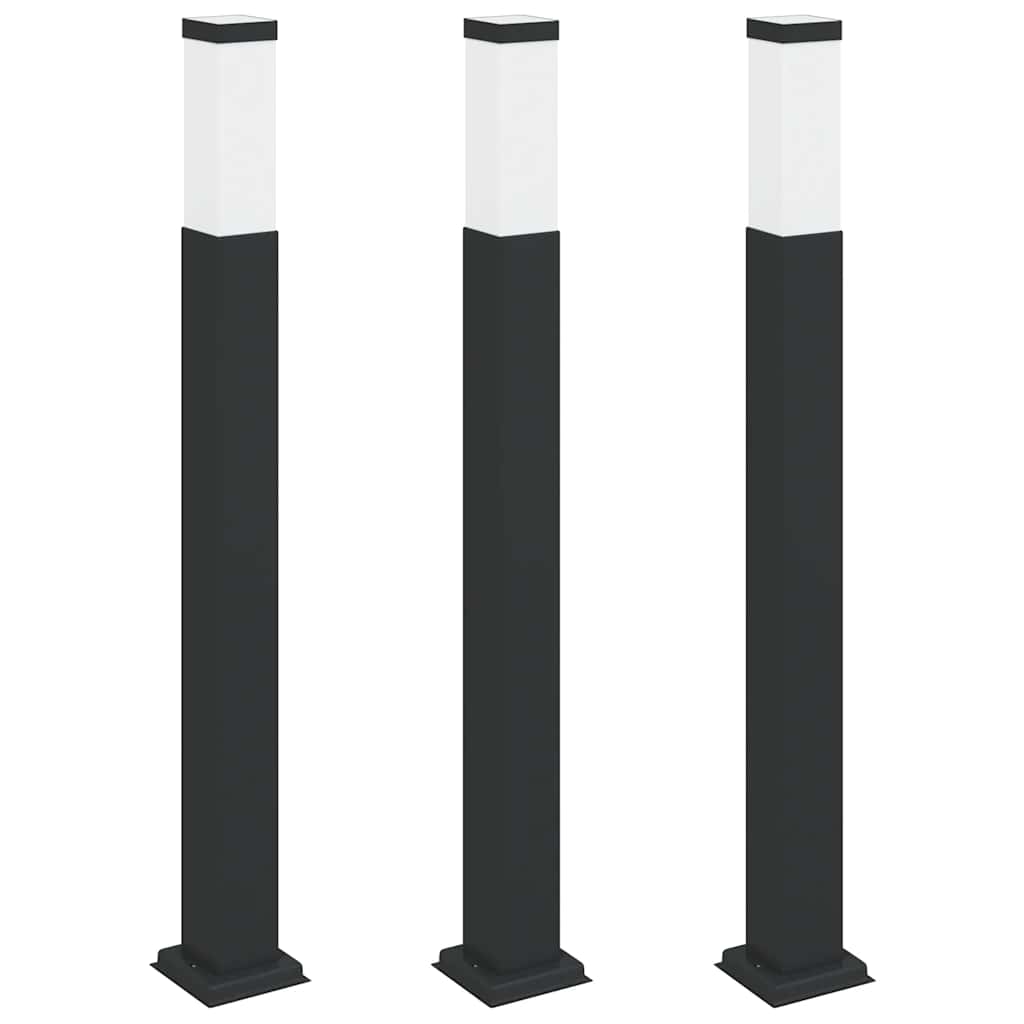 3 db oszloplámpa 80 cm fekete IP44