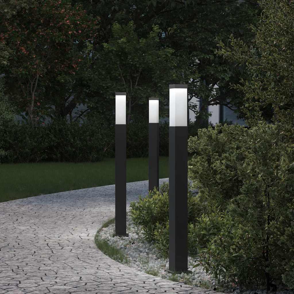 3 db oszloplámpa 80 cm fekete IP44
