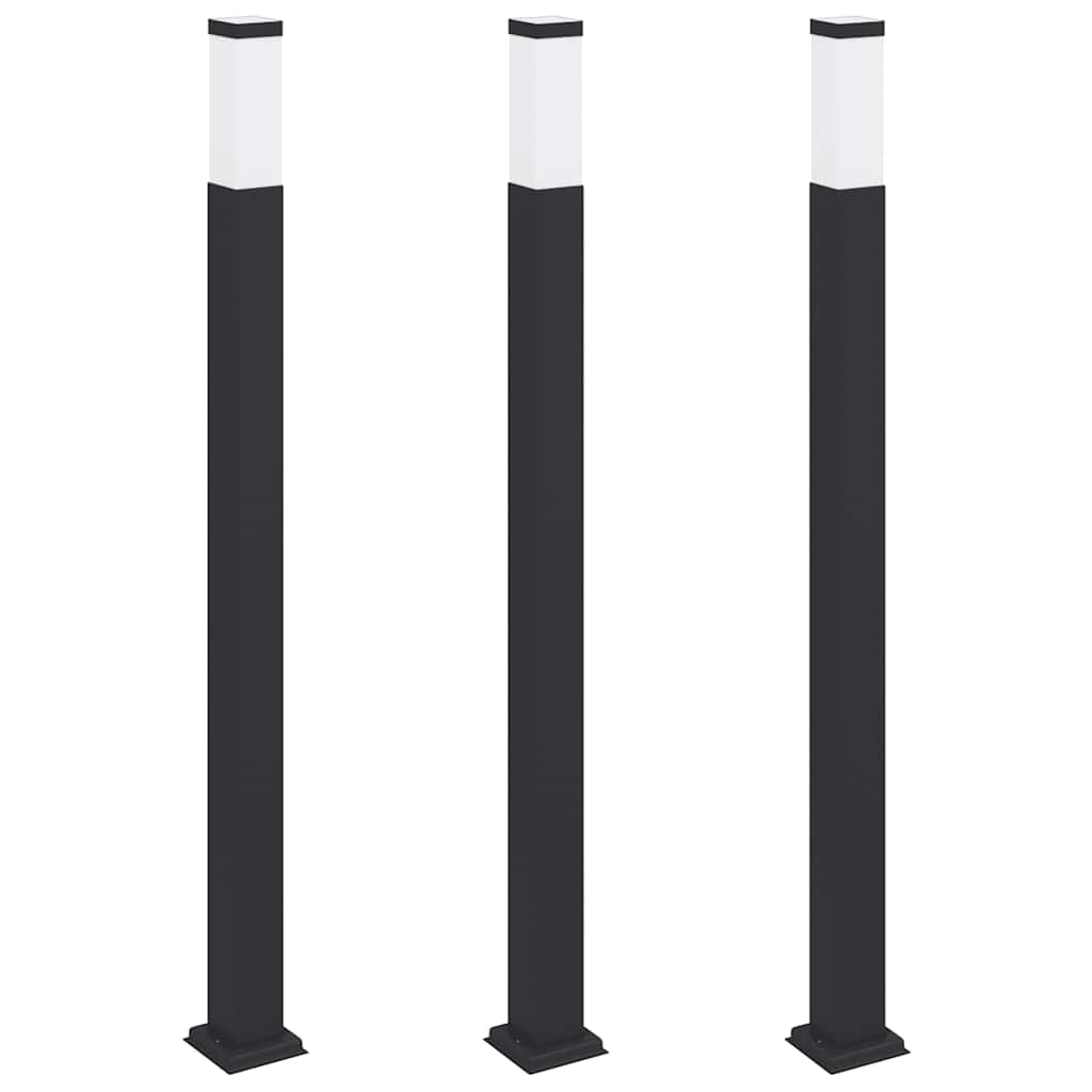 3 db oszloplámpa 110 cm fekete IP44