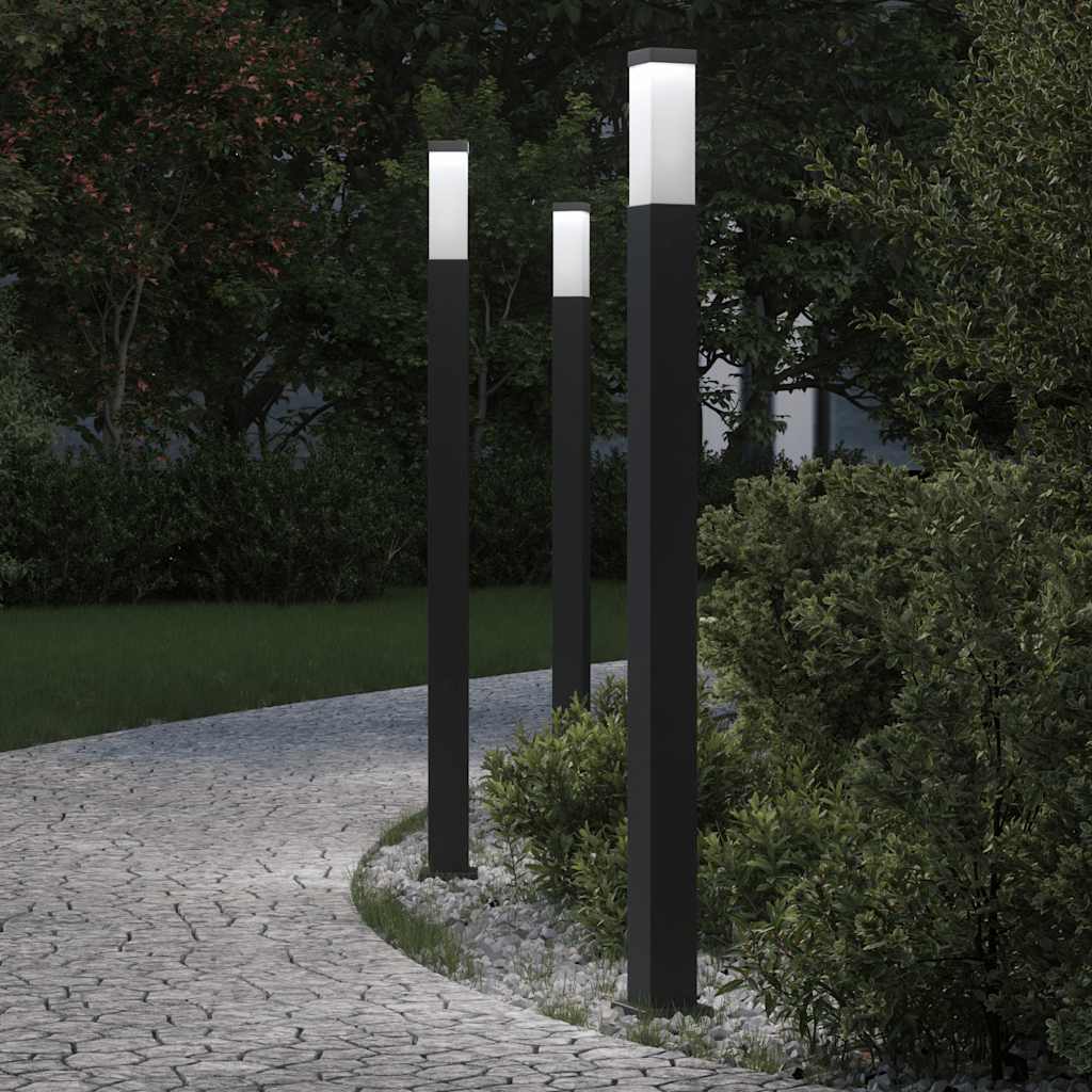 3 db oszloplámpa 110 cm fekete IP44