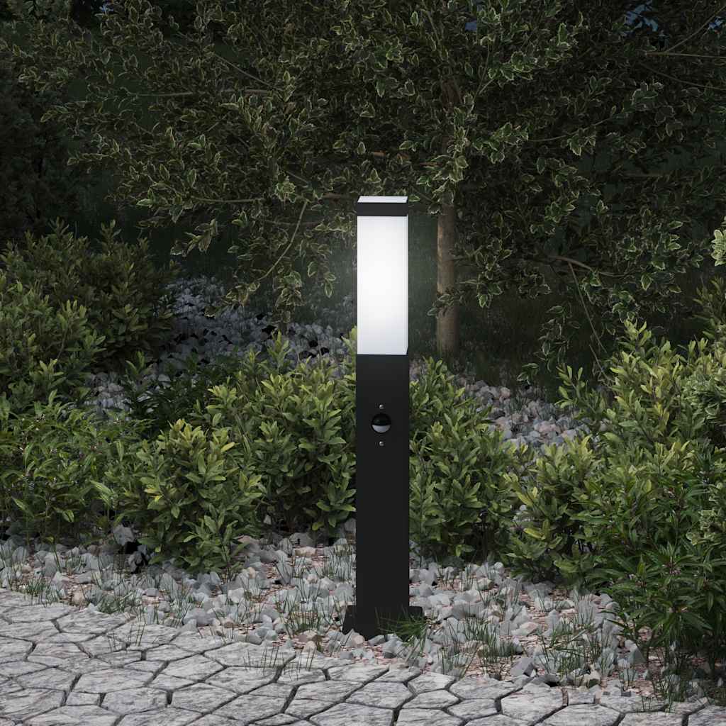 szenzoros oszloplámpa 50 cm fekete IP44