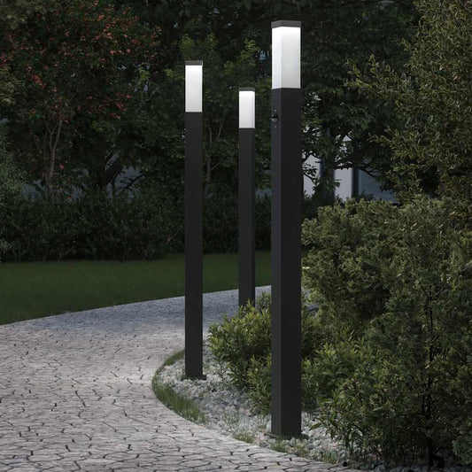 3 db szenzoros oszloplámpa 110 cm fekete IP44