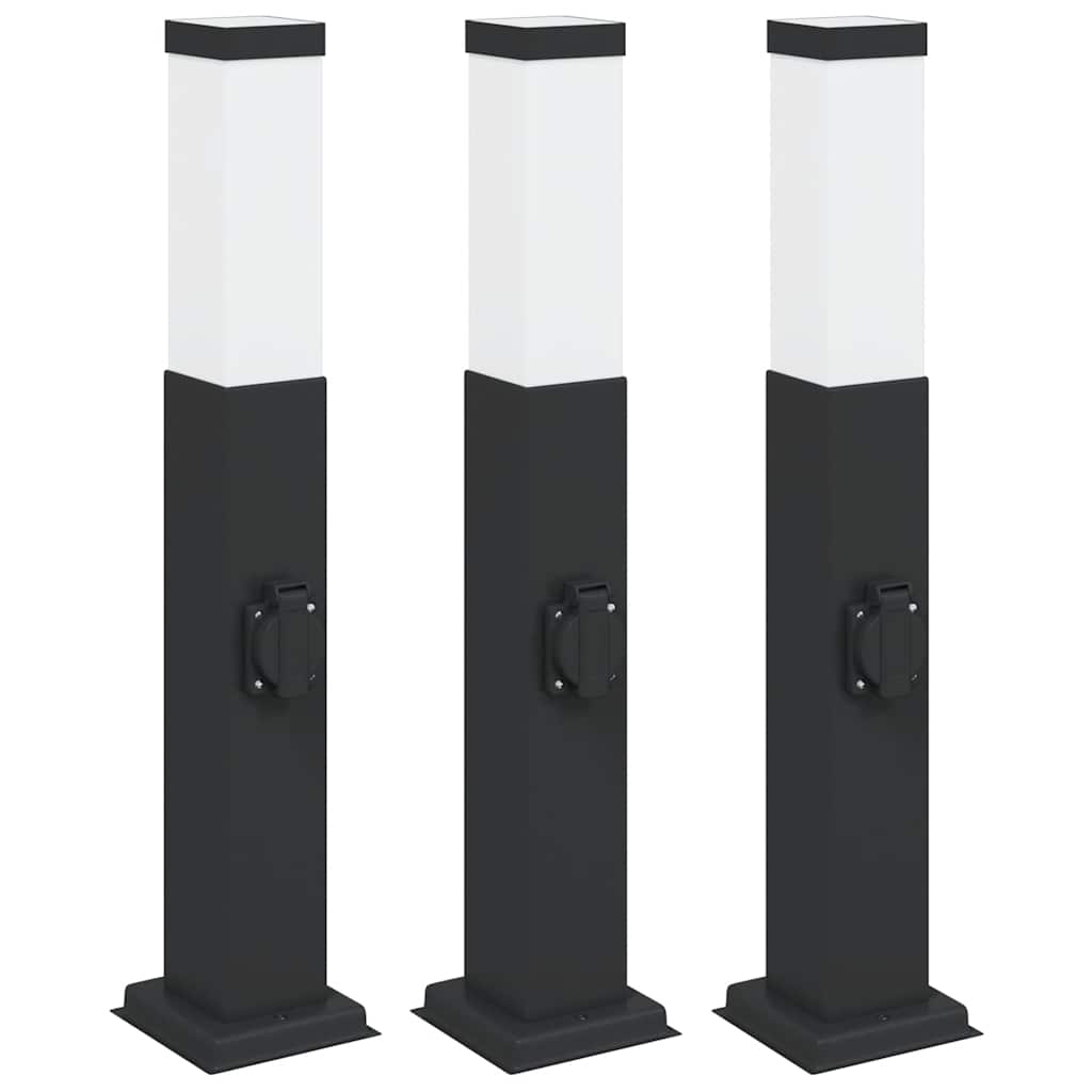 3 db fekete 50 cm oszloplámpa konnektorral IP44