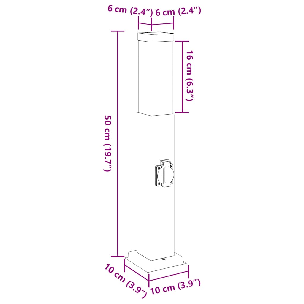 3 db fekete 50 cm oszloplámpa konnektorral IP44