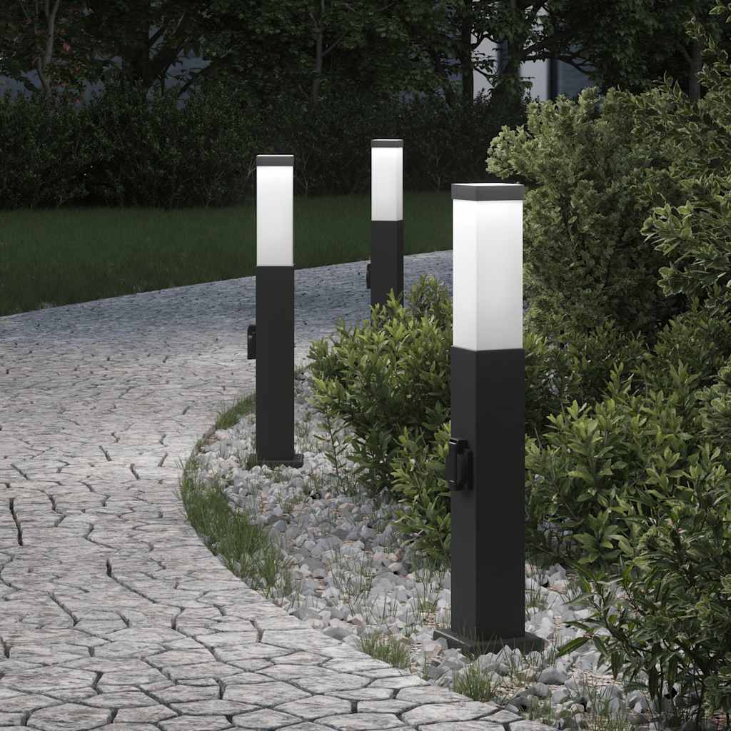3 db fekete 50 cm oszloplámpa konnektorral IP44