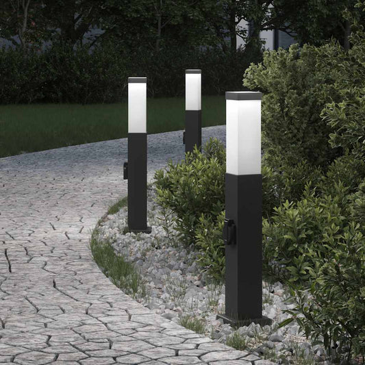 3 db fekete 50 cm oszloplámpa konnektorral IP44