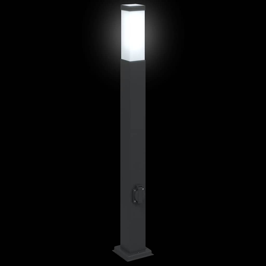3 db fekete 80 cm oszloplámpa konnektorral IP44