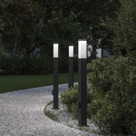 3 db fekete 80 cm oszloplámpa konnektorral IP44