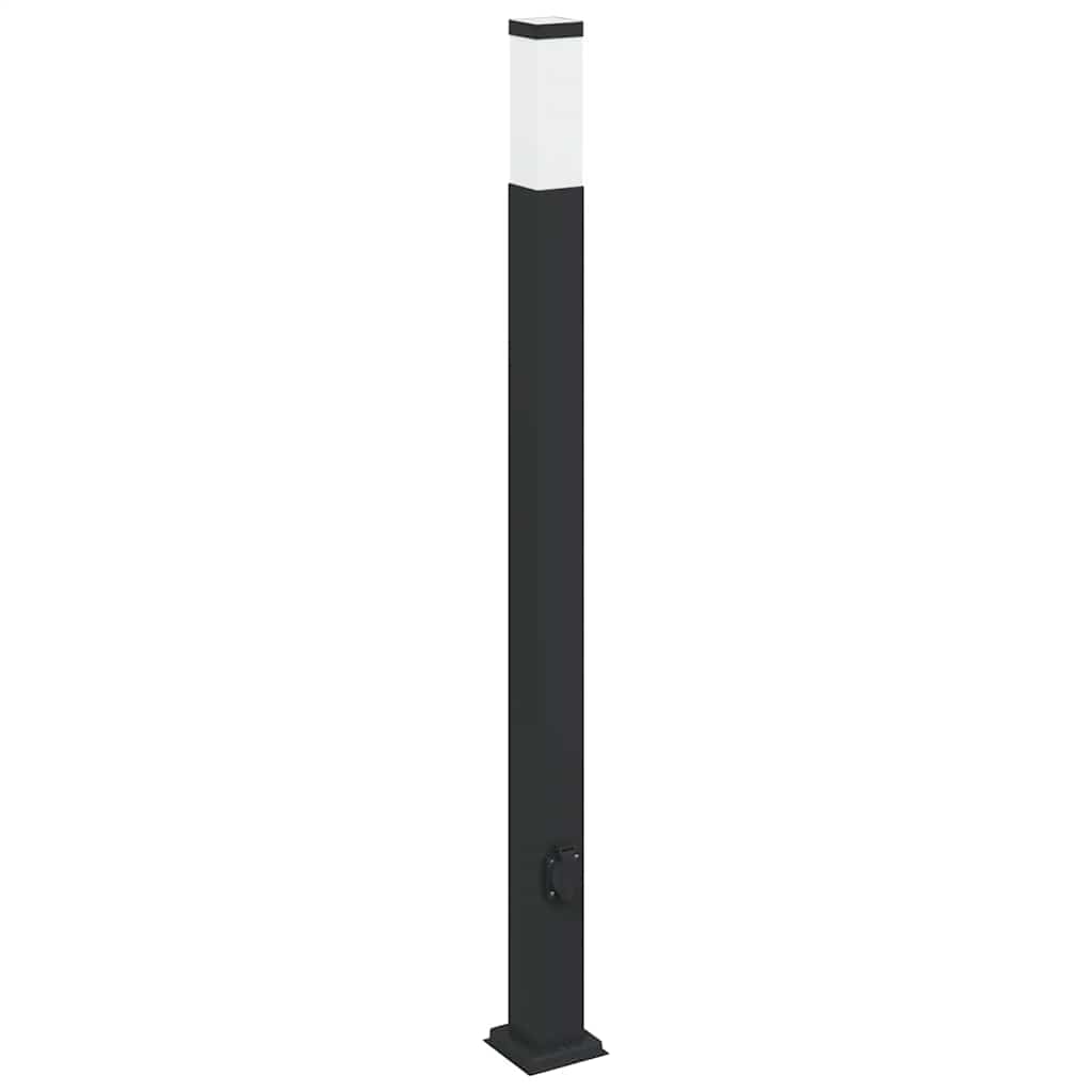 3 db fekete IP44-es oszloplámpa konnektorral 110 cm