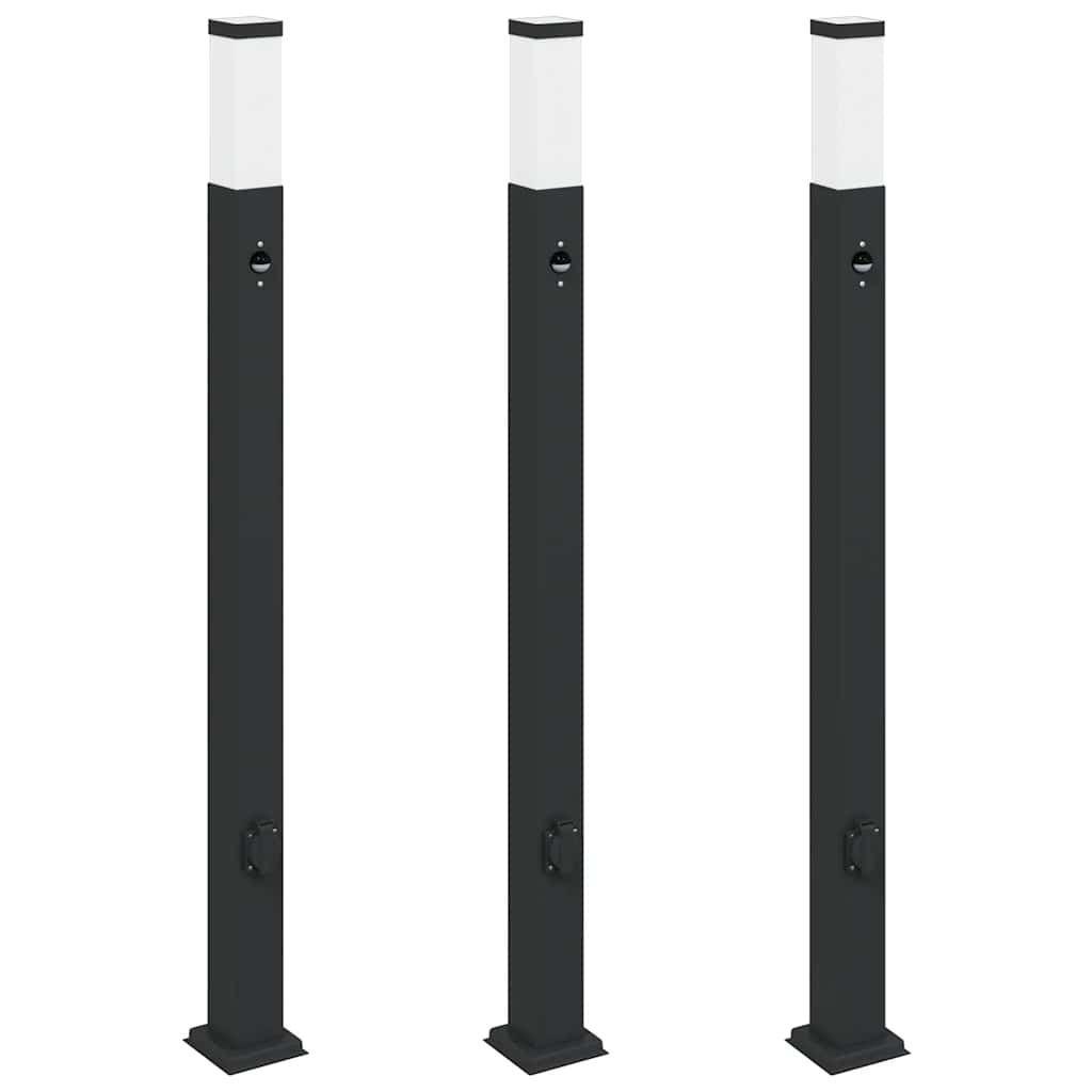 3 db szenzoros fekete oszlop alakú lámpa 110 cm IP44