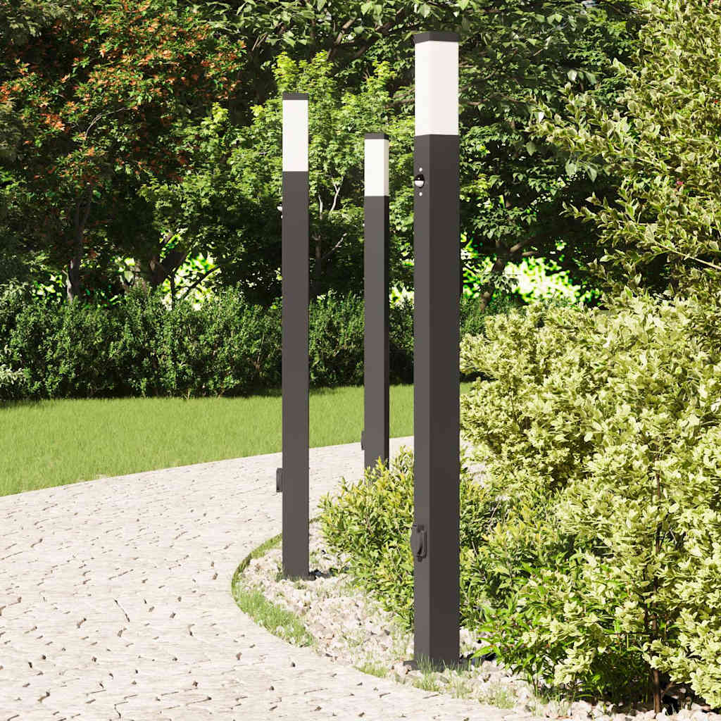 3 db szenzoros fekete oszlop alakú lámpa 110 cm IP44