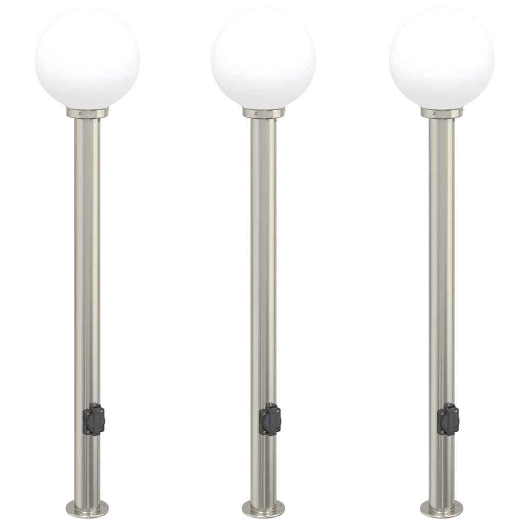 3 db kültéri lámpa konnektorral 120 cm rozsdamentes acél IP44