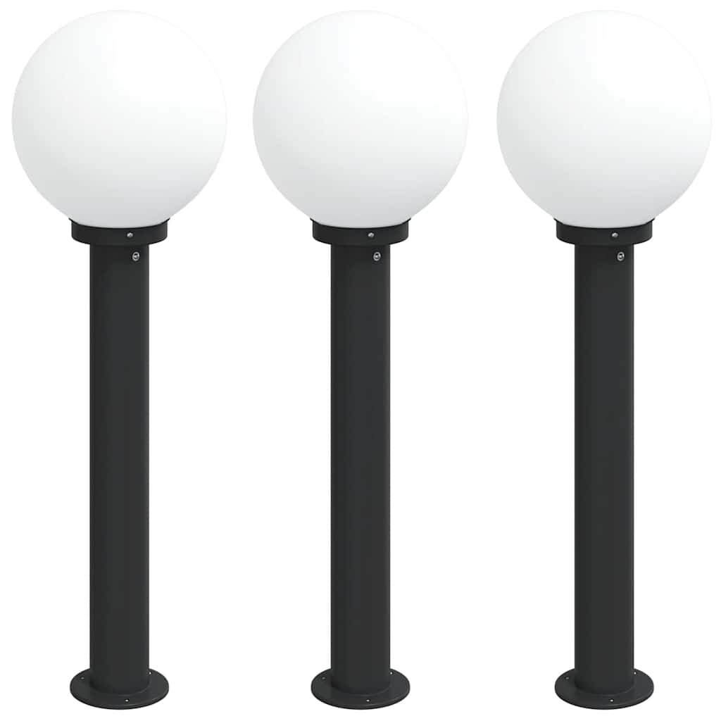 3 db oszloplámpa 80 cm fekete IP44