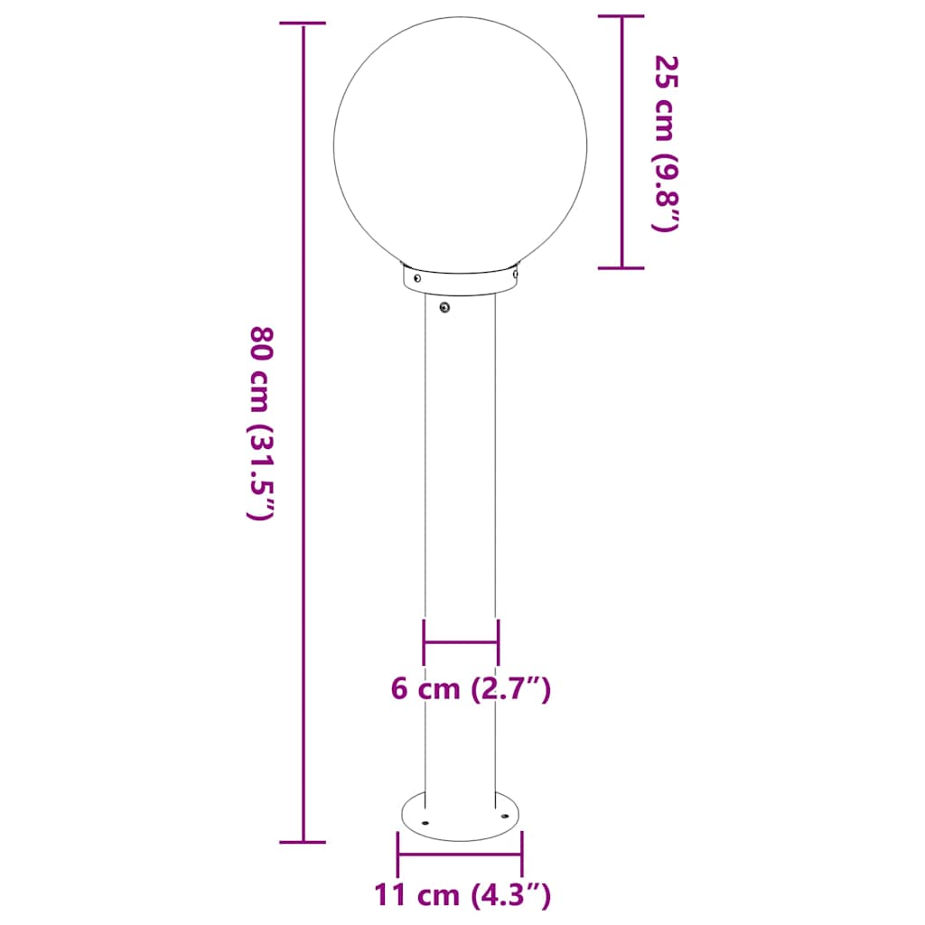 3 db oszloplámpa 80 cm fekete IP44