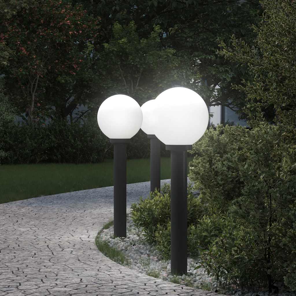 3 db oszloplámpa 80 cm fekete IP44