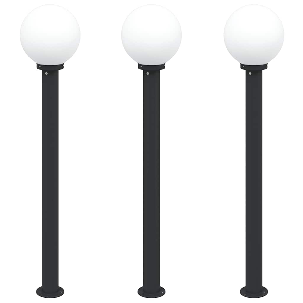 3 db oszloplámpa 120 cm fekete IP44