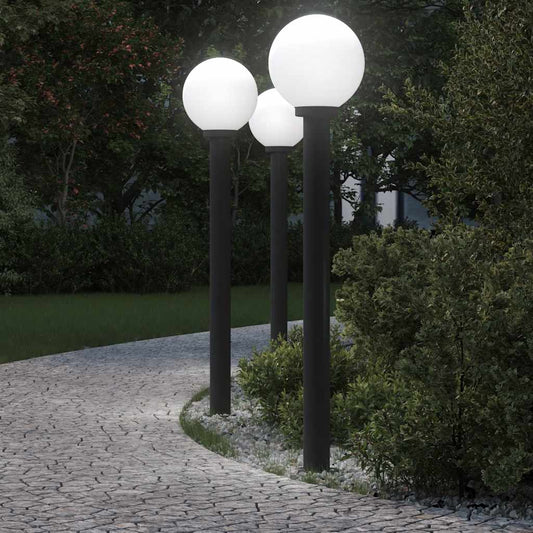 3 db oszloplámpa 120 cm fekete IP44