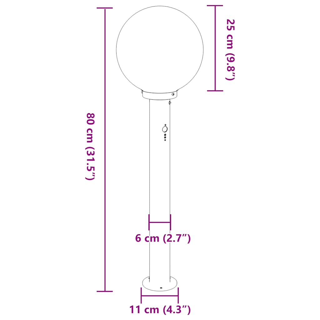 3 db szenzoros oszloplámpa 80 cm fekete IP44