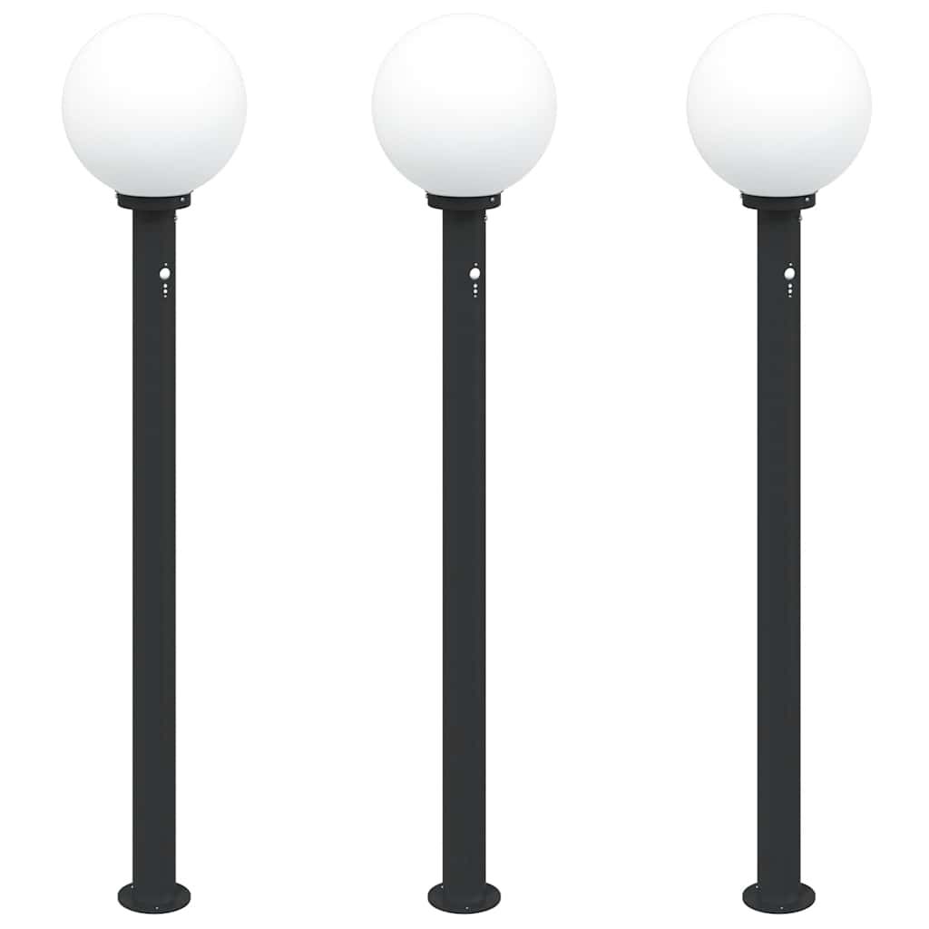 3 db szenzoros oszloplámpa 120 cm fekete IP44