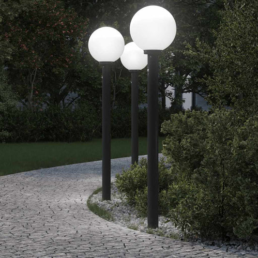 3 db szenzoros oszloplámpa 120 cm fekete IP44