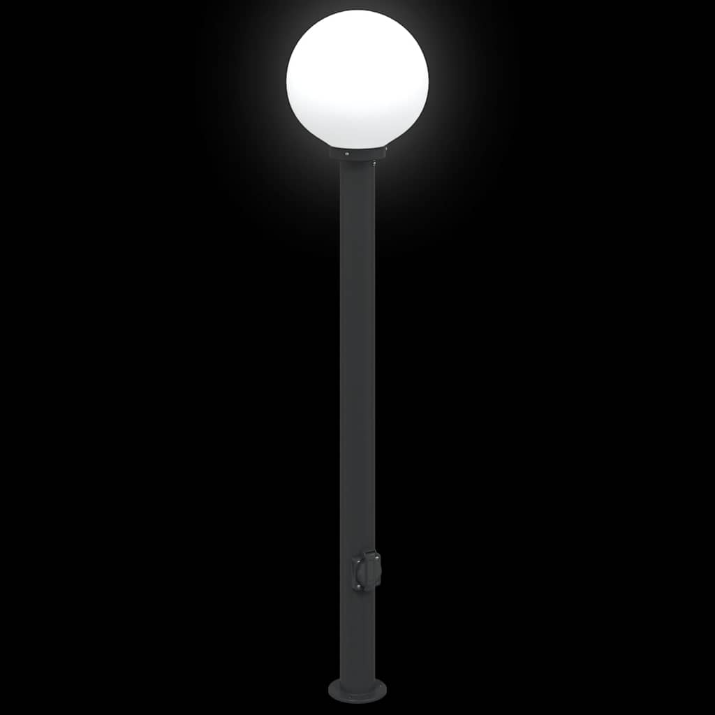 3 db fekete IP44-es oszloplámpa konnektorral 120 cm
