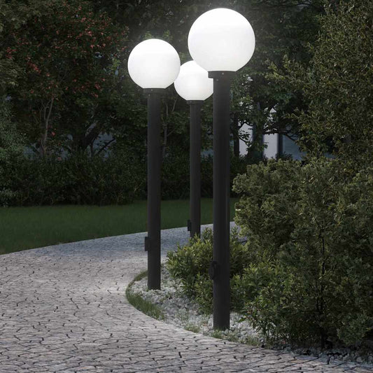 3 db fekete IP44-es oszloplámpa konnektorral 120 cm