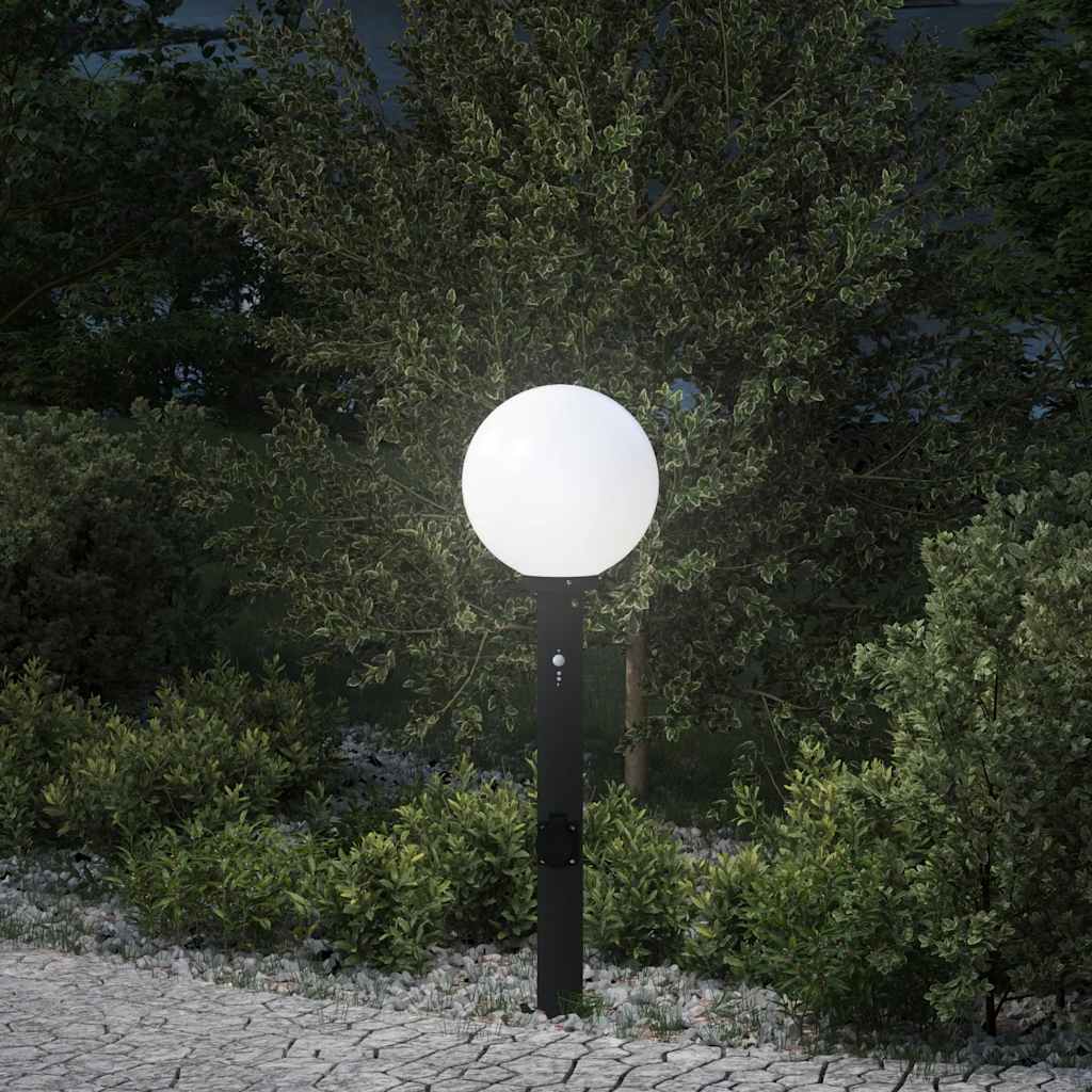 oszloplámpa érzékelővel és aljzattal 80 cm fekete IP44