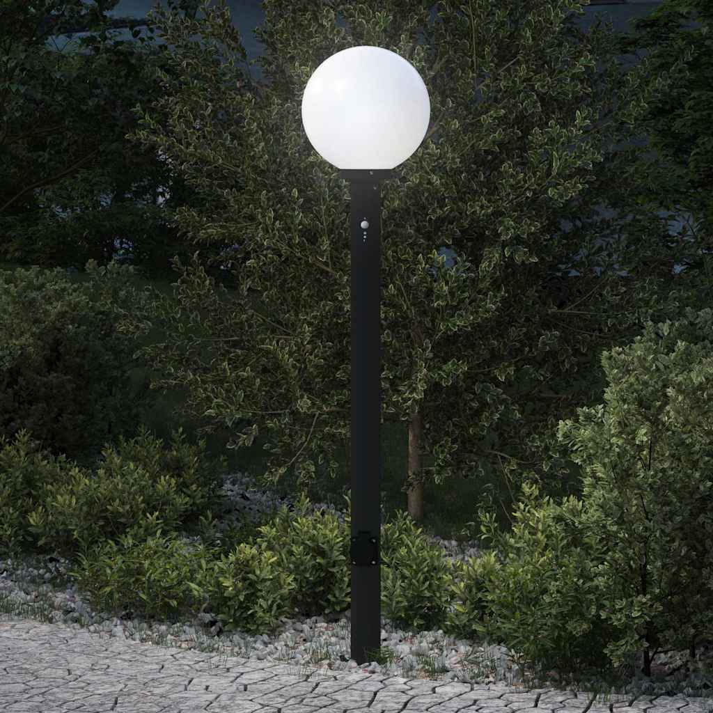 szenzoros fali tartóoszlop lámpa 120 cm fekete IP44
