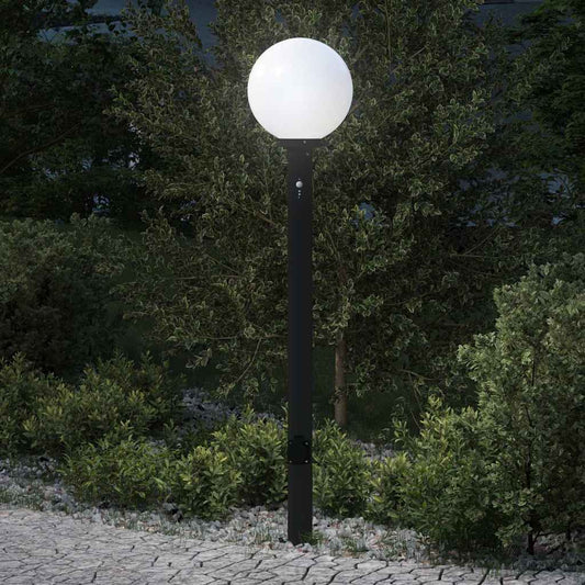 szenzoros fali tartóoszlop lámpa 120 cm fekete IP44