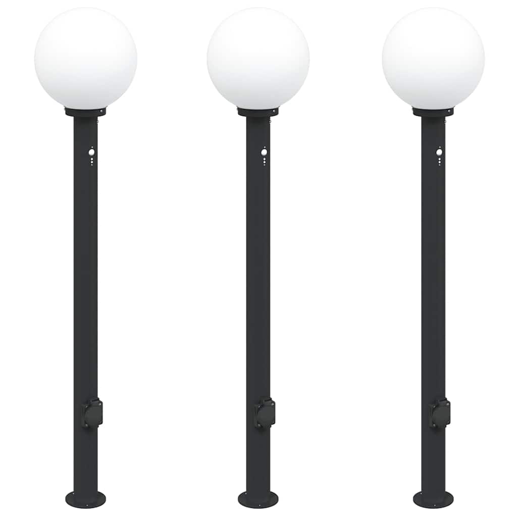 3 db szenzoros fekete oszlop alakú lámpa 120 cm IP44