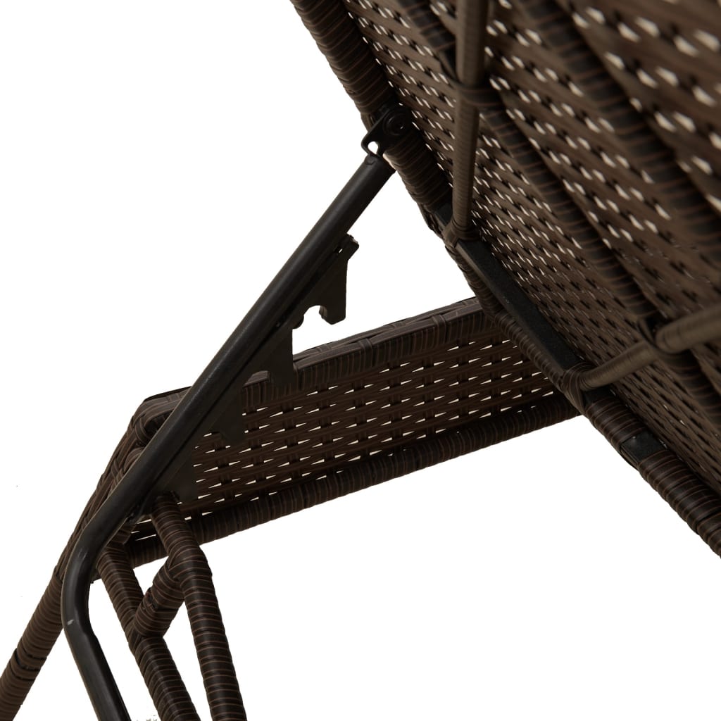 2 db barna polyrattan napozóágy párnával