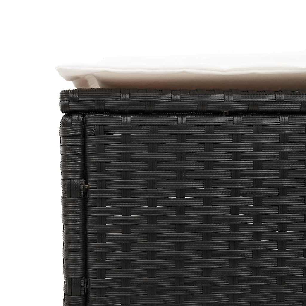 2 db fekete polyrattan napozóágy párnával