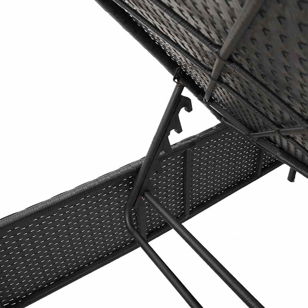 2 db fekete polyrattan napozóágy párnával
