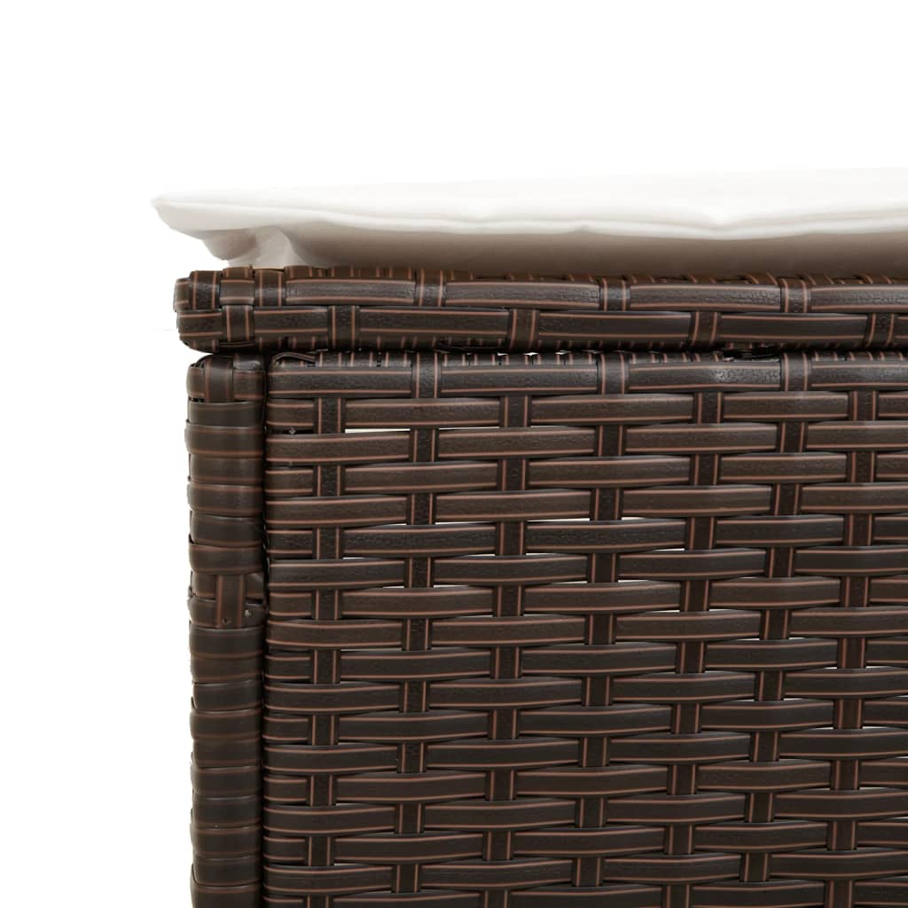2 db barna polyrattan napozóágy párnával