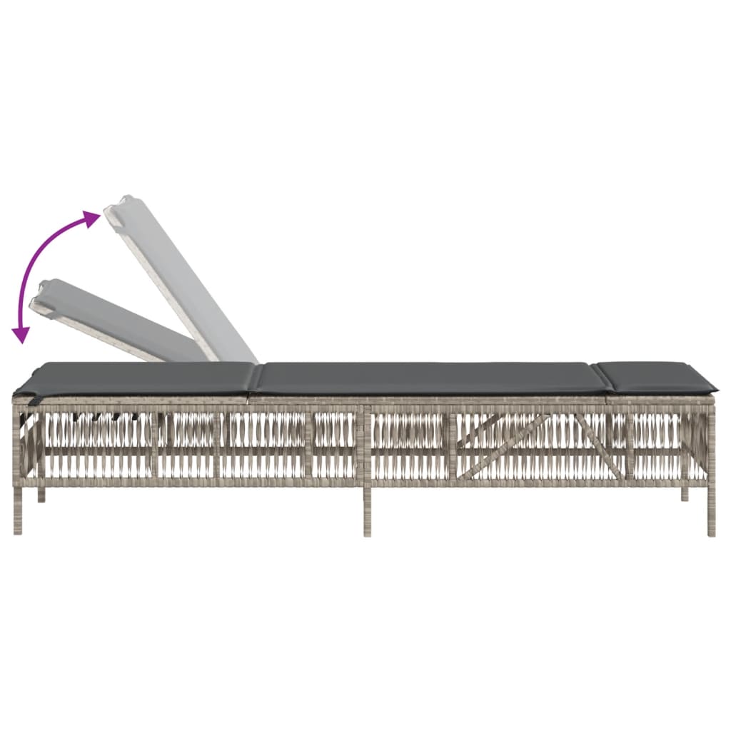 2 db világosszürke polyrattan napozóágy párnával