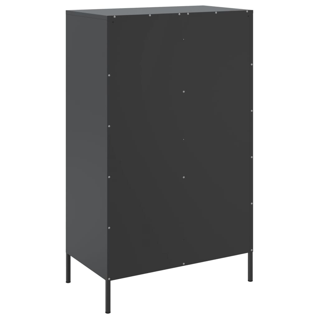 fekete acél magasszekrény 68 x 39 x 113 cm