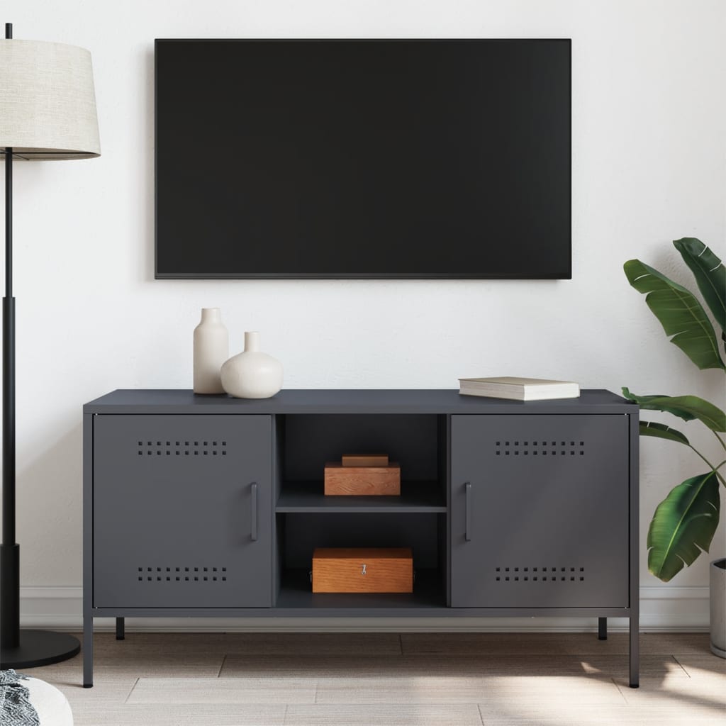 antracitszürke acél TV-szekrény 100,5 x 39 x 50,5 cm
