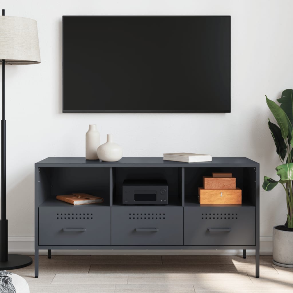 antracitszürke acél TV-szekrény 100,5 x 39 x 50,5 cm