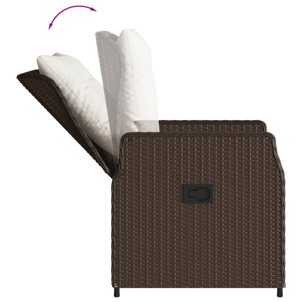 3 részes barna polyrattan kerti étkezőgarnitúra párnával
