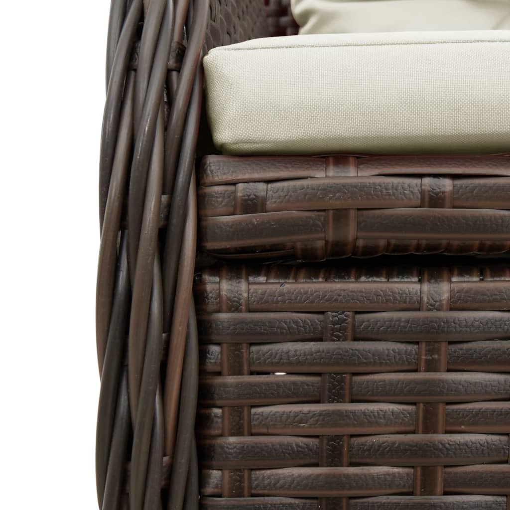 3 részes barna polyrattan kerti étkezőgarnitúra párnával